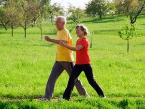 Couple of seniors exercising.