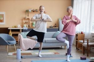 Senior couple working out for better stability
